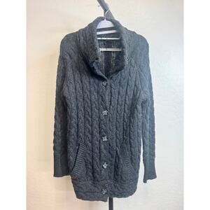 Raffi Womens Size Small Fisherman Button Cardigan Sweater Merino Wool Blend